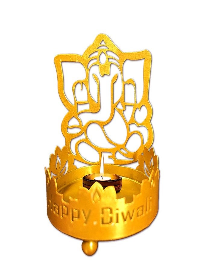 Heureppy Diwali Shadow Diya Indian Lord Ganesha Tea Light Holders for Diwali Decoration Gift Traditional Dawali Shadow Lamps Religious Tealight Candle Holder Return Gifts for Indian Housewarming Pooja Favor - Image 1